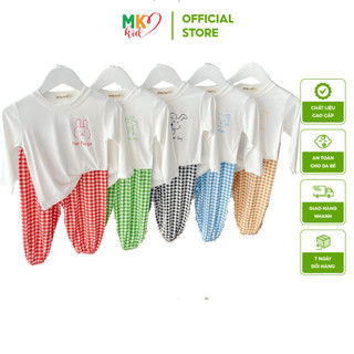Bộ Thu Đông Dài Tay Minky Mom Cho Bé 6-26Kg, Bộ Dài Tay Caro Thun lạnh mềm mát co giãn thấm hút mồ hôi tốt