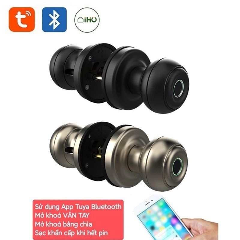Khoá cửa vân tay thông minh Khoá Knob dùng App Tuya Bluetooth Khoá tròn