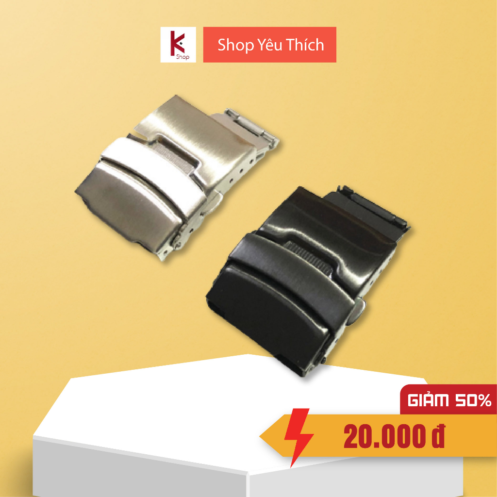 Khóa hai nút bấm dành cho dây đồng hồ có lãy bảo vệ - 16mm 18mm 20mm 22mm 24mm
