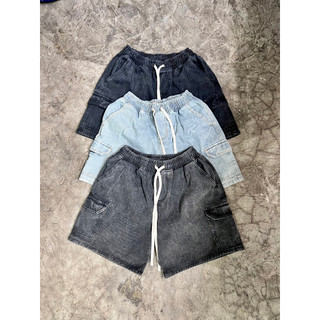 Quần Short Jean túi hộp form trên gối vải cao cấp