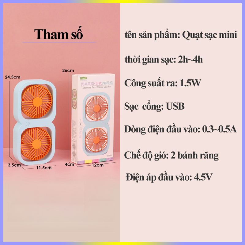 Quạt Mini - Quạt Bàn Thích hợp cho dân Văn Phòng, Xoay 90 độ– Siêu Mát