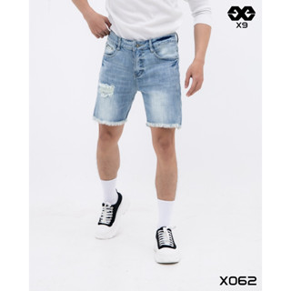 Quần Short Jean Rách Nam Tua Lai Cao Cấp Ngắn Trên Gối - X062 - X9 Sportswear