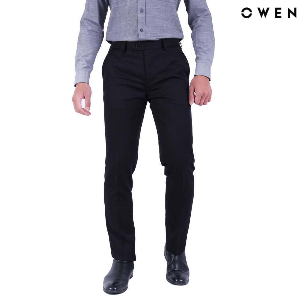 OWEN - Quần tây Nam Owen dáng Slim Fit màu Đen chất liệu Polyester/Bamboo - QS23886