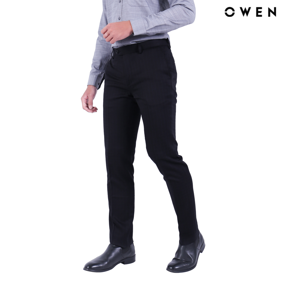 OWEN - Quần tây Nam Owen dáng Slim Fit màu Đen chất liệu Polyester/Bamboo - QS23886