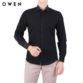 OWEN - Áo sơ mi dài tay Nam Owen dáng Regular Fit màu Đen chất liệu Bamboo - AR221238DT