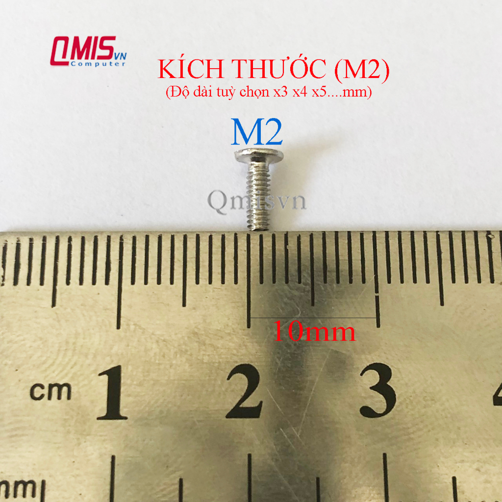M2*12 - Ốc vít đáy laptop kim loại mạ Niken màu trắng dùng cho linh kiện laptop M2x12 M2 x 12 mm