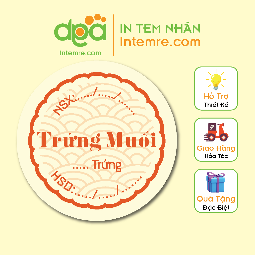 100 Tem Nhãn Giấy Decal Dán Intemre.com Bánh Trung Thu Hình Tròn KT: 3x3cm - Mẫu 11
