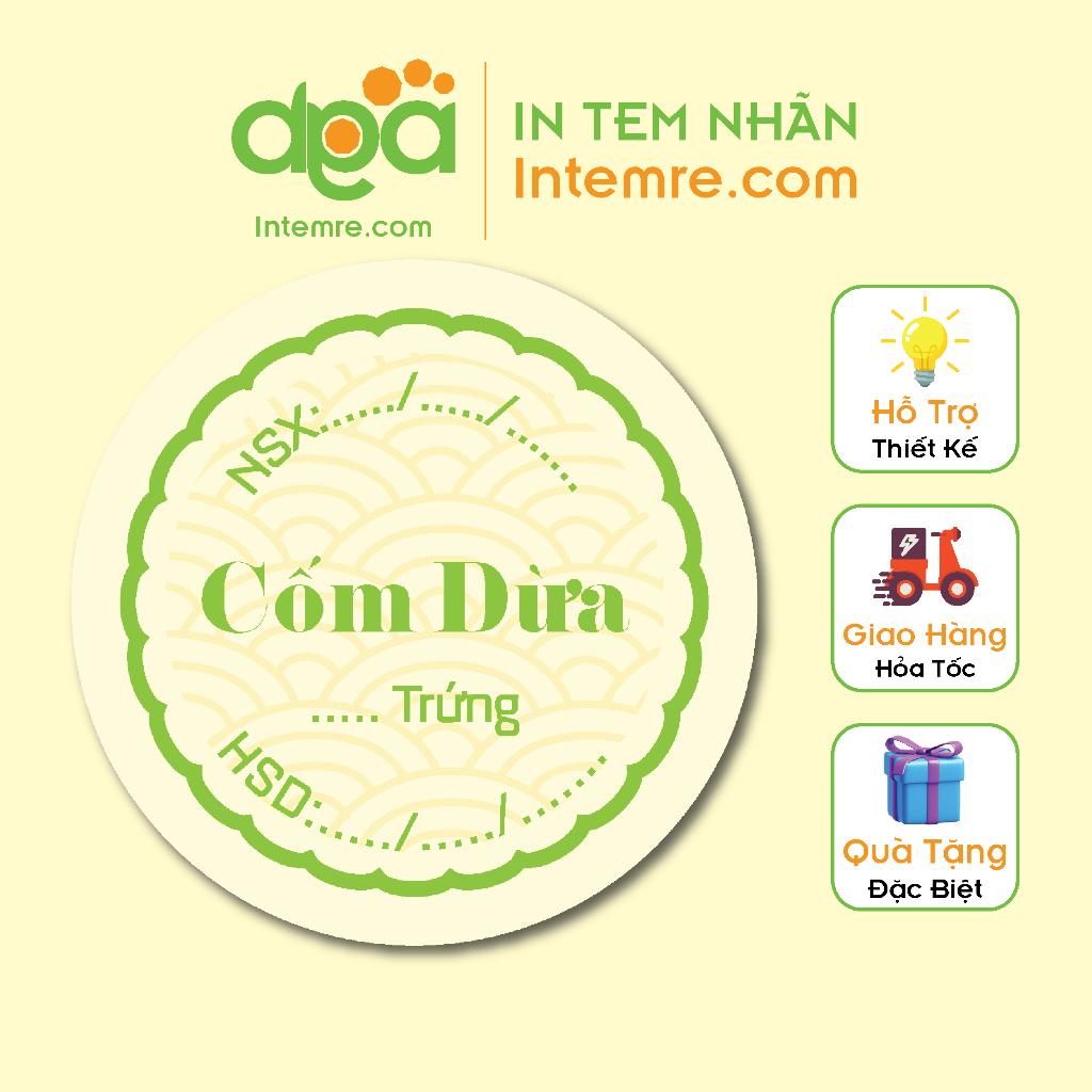 100 Tem Nhãn Giấy Decal Dán Intemre.com Bánh Trung Thu Hình Tròn KT: 3x3cm - Mẫu 11