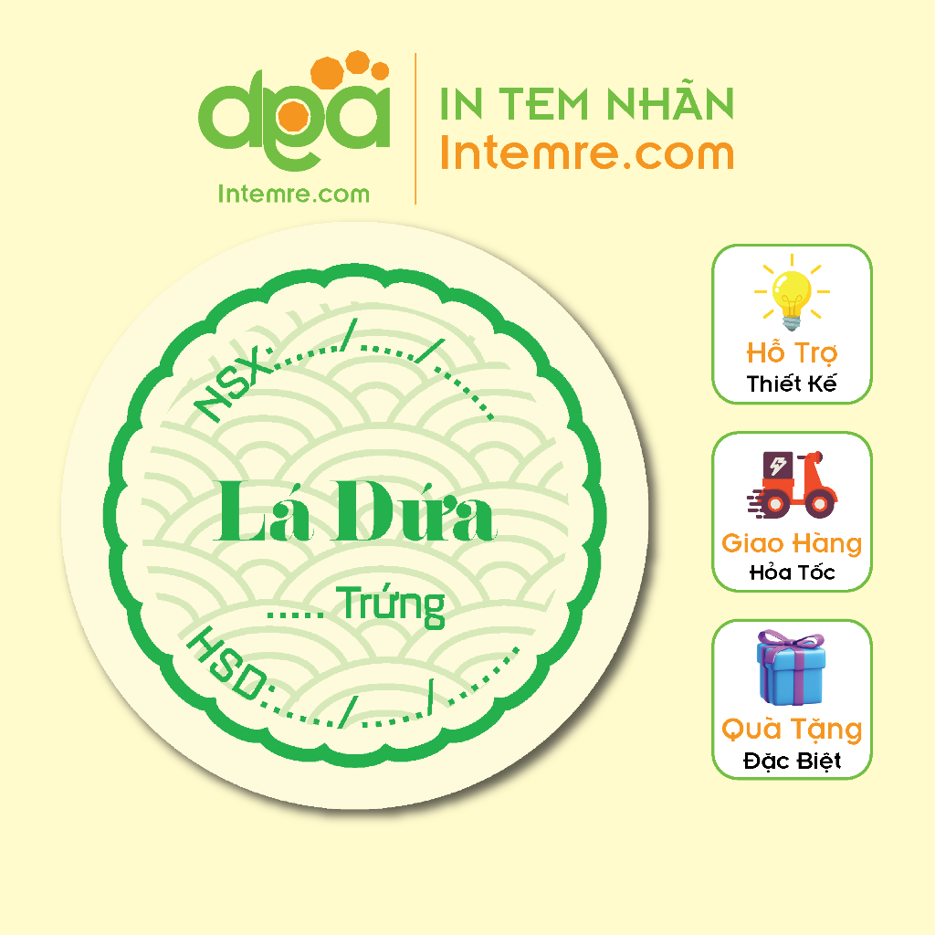 100 Tem Nhãn Giấy Decal Dán Intemre.com Bánh Trung Thu Hình Tròn KT: 3x3cm - Mẫu 11