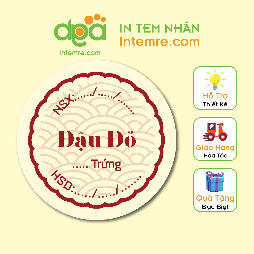 100 Tem Nhãn Giấy Decal Dán Intemre.com Bánh Trung Thu Hình Tròn KT: 3x3cm - Mẫu 11