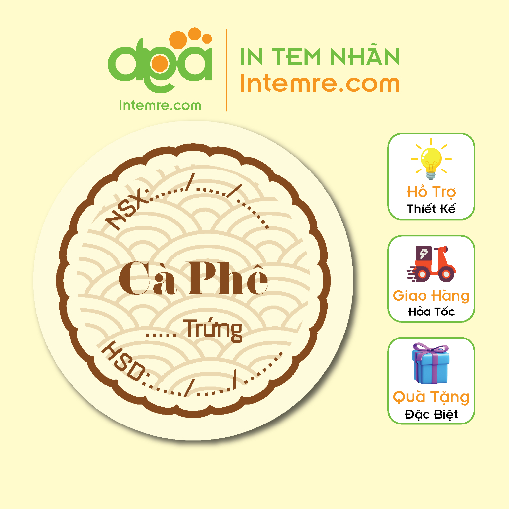 100 Tem Nhãn Giấy Decal Dán Intemre.com Bánh Trung Thu Hình Tròn KT: 3x3cm - Mẫu 11