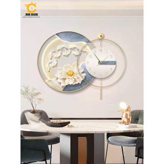   Đèn LED cắm điện  Đồng hồ mix Tranh tráng gương phong cách Bắc Âu sang trọng cao cấp hãng MOD DECOR mã TR07 