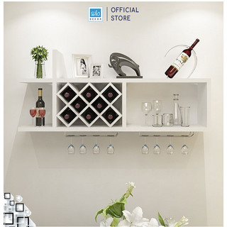 Kệ Vang Treo Tường Đơn Giản, Tặng Kèm 02 Giá Treo Ly SIB DECOR - KR10