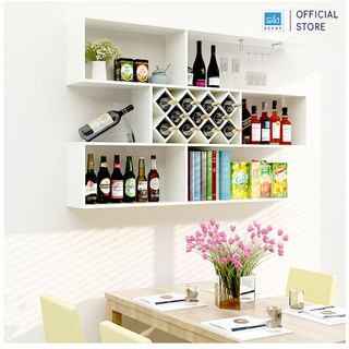 Kệ Gỗ Treo Tường Để Vang 3 Tầng SIB DECOR KR03 Với 11 Ngăn Đựng Chai Để Nằm (Tặng Kèm Giá Treo Ly)