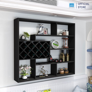 Kệ Gỗ Để Rượu Treo Tường Chữ Nhật SIB Decor Chịu Lực Tốt Với Hơn 100 Chai, Kết Cấu Giấu Chân, Dễ Dàng Lắp Ráp KR05