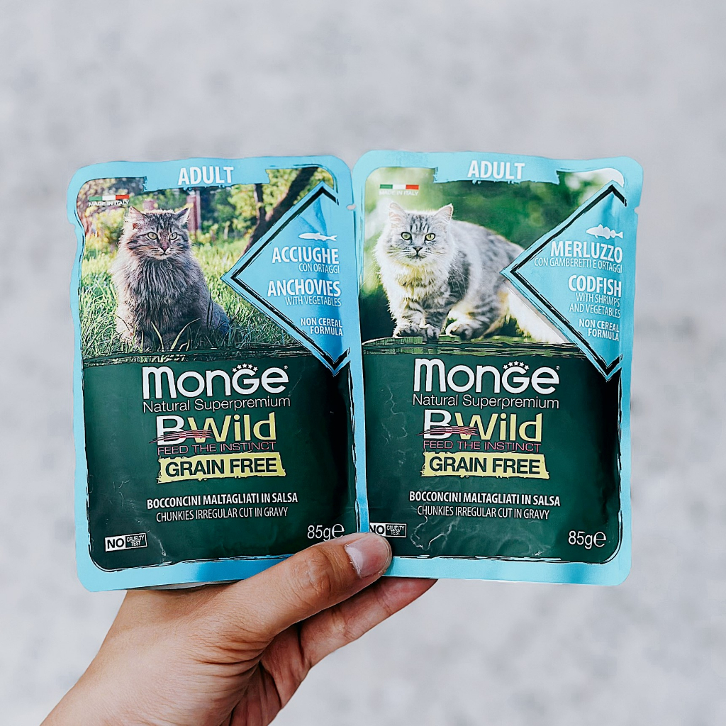 85gr - Pate Monge BWild cho Mèo cao cấp Grain Free thành phần không tinh bột từ Cá Hồi Cá Tuyết Heo Salmon Cod Wild Boar