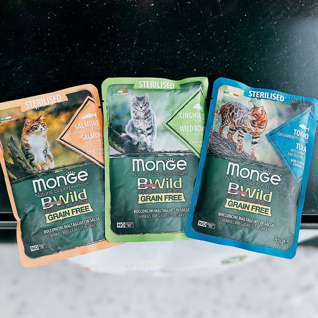 85gr - Pate Monge BWild cho Mèo cao cấp Grain Free thành phần không tinh bột từ Cá Hồi Cá Tuyết Heo Salmon Cod Wild Boar