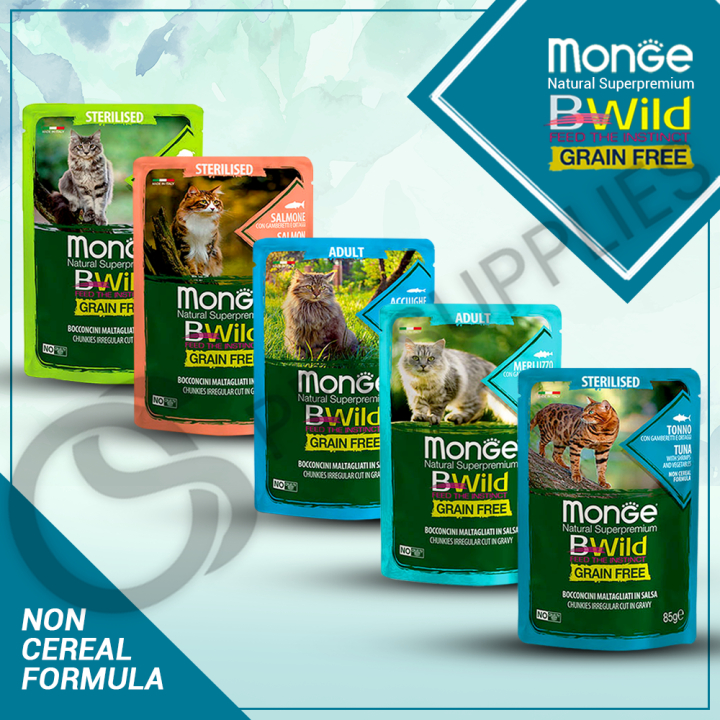 85gr - Pate Monge BWild cho Mèo cao cấp Grain Free thành phần không tinh bột từ Cá Hồi Cá Tuyết Heo Salmon Cod Wild Boar