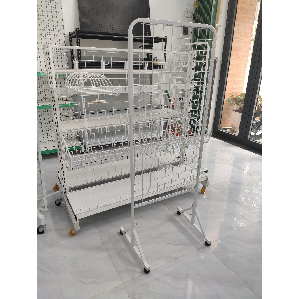 COMBO KỆ KHUNG LƯỚI TREO ĐỒ +  15 MÓC TREO LƯỚI MẠ XI 15CM