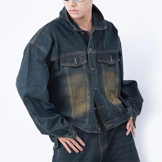 Áo khoác jeans nam nữ dáng crop màu dirt wash, thời trang unisex