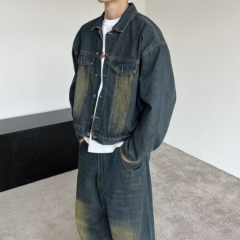 Áo Khoác Jeans Nam Nữ Dáng Crop Màu Dirt Wash, Thời Trang Unisex