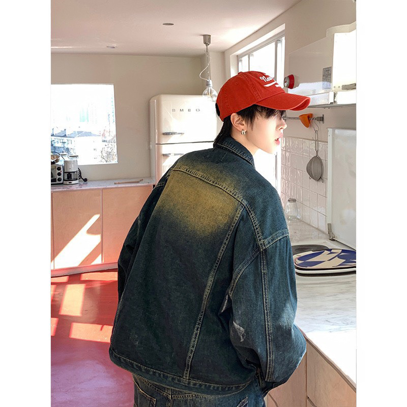 Áo Khoác Jeans Nam Nữ Dáng Crop Màu Dirt Wash, Thời Trang Unisex