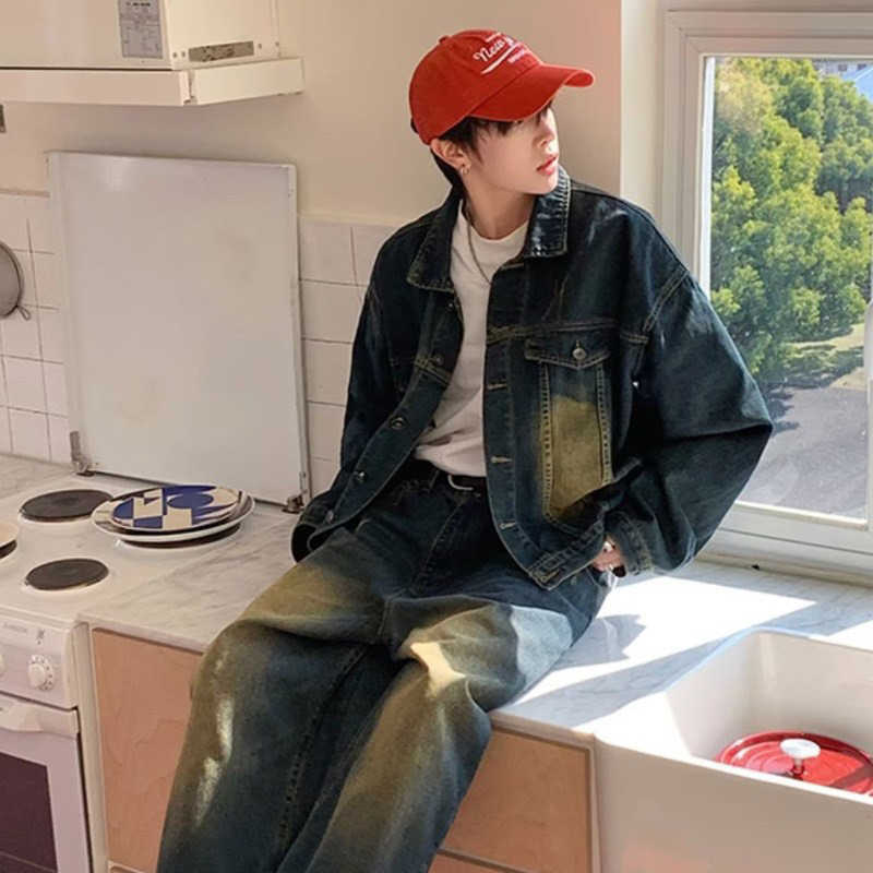 Áo Khoác Jeans Nam Nữ Dáng Crop Màu Dirt Wash, Thời Trang Unisex