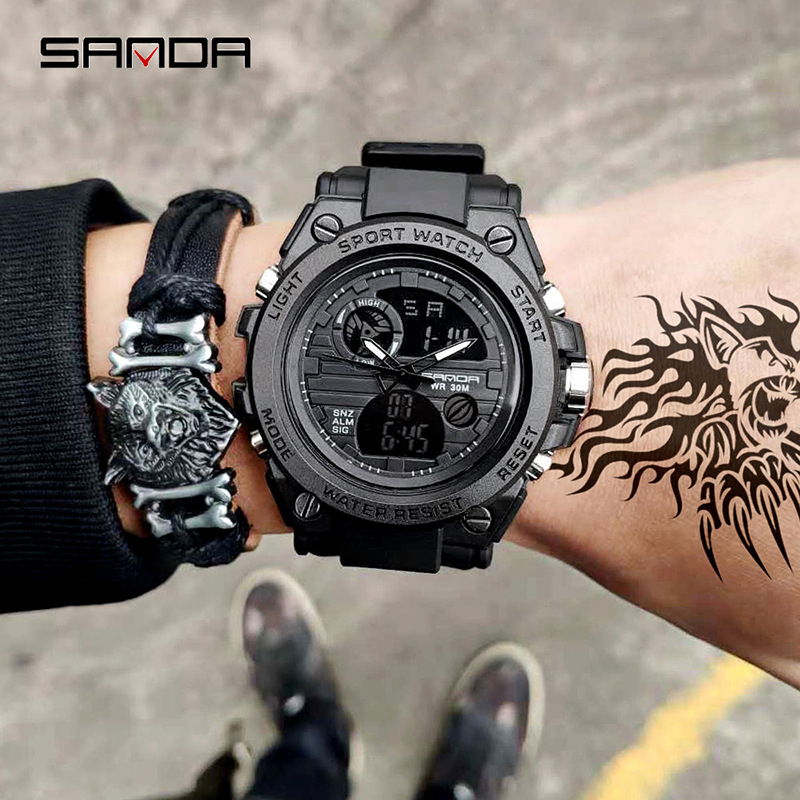 Đồng Hồ Thể Thao Nam Cao Cấp Chính Hãng SANDA Phong Cách Đẹp Trẻ Trung, Chống Nước Tốt, Giá Rẻ，Đa chức năng hợp thời tra