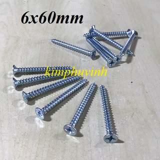 20 cái - 6x60mm vít gỗ đầu bằng - vít tắc kê nhựa