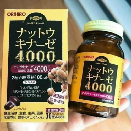 Viên uống Nattokinase Orihiro 4000FU hỗ trợ phòng chống đột quỵ và tai biến 60 viên