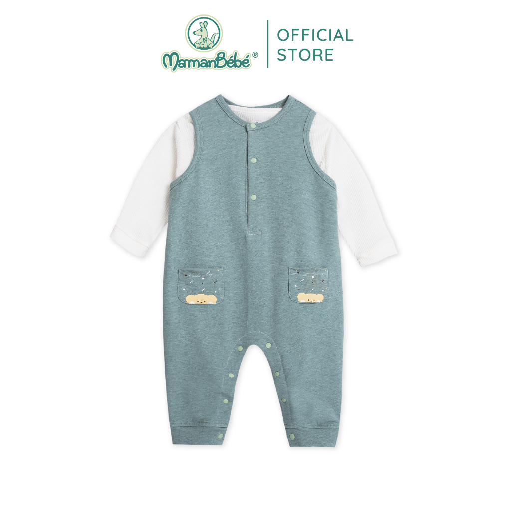 Bộ Body dài tay La Pomme hai lớp túi điệu - Be