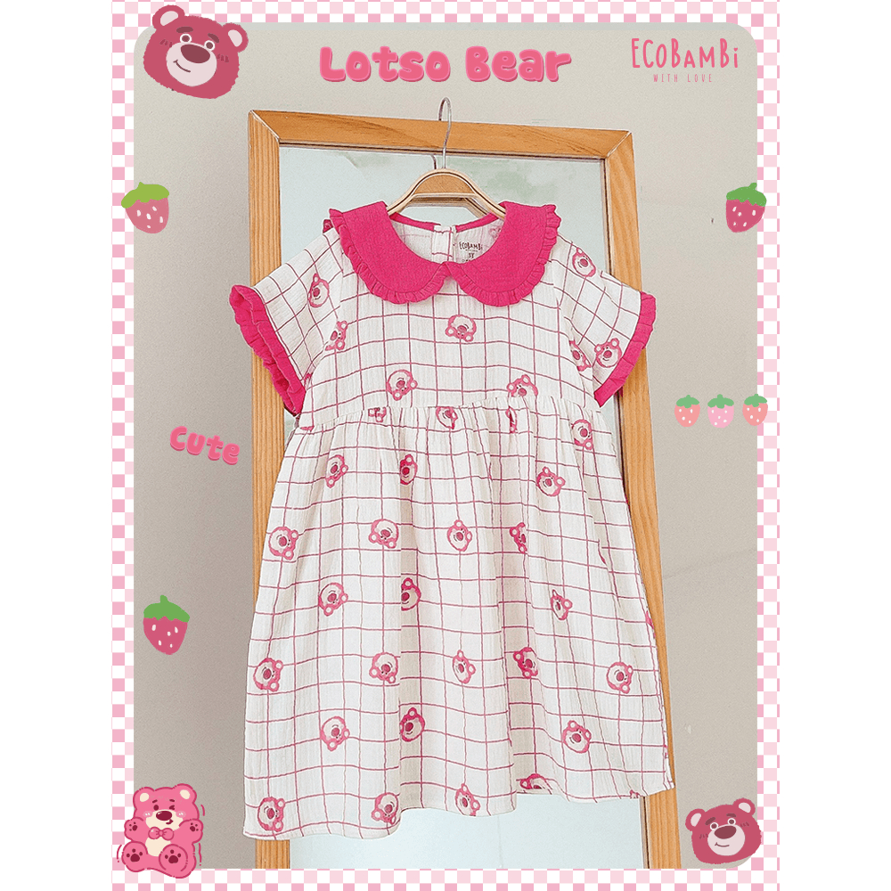 Đầm xoè bé gái, cổ lá sen chất liệu cotton xô muslin mang phong cách vintage xinh xắn Ecobambi - BB-23DAMBG030