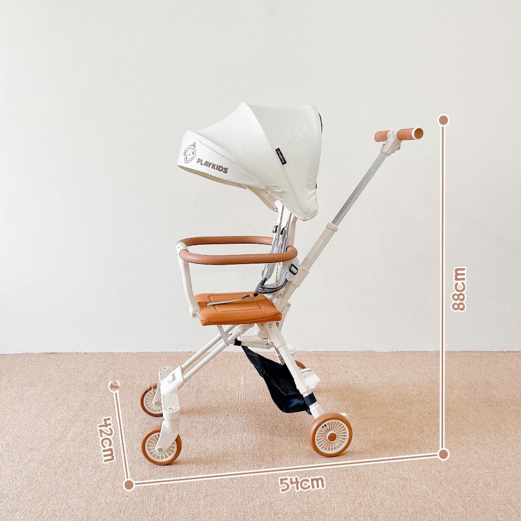 Xe đẩy gấp gọn 2 chiều cho bé Playkids Stroller X1, xe đẩy du lịch siêu nhẹ