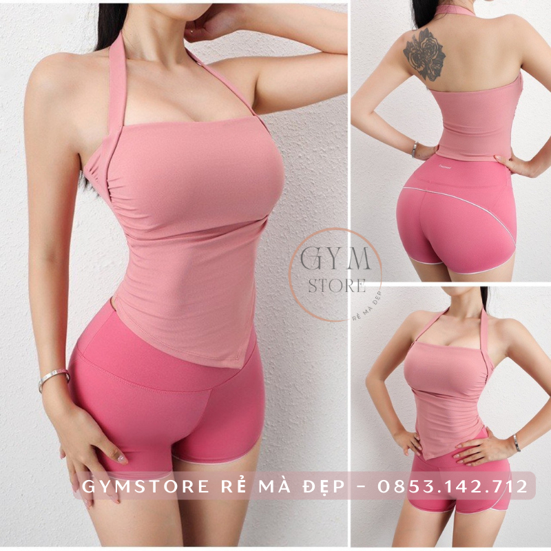 Áo  Bra Tập Gym Yoga Thể Thao Nữ CÓ MÚT Hở Lưng Dây Cổ Sexy Thun Poly Mềm Mịn Thoáng Co Giãn Tốt 6074