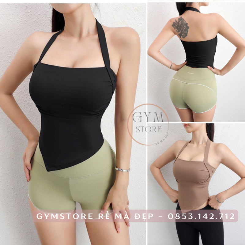 Áo  Bra Tập Gym Yoga Thể Thao Nữ CÓ MÚT Hở Lưng Dây Cổ Sexy Thun Poly Mềm Mịn Thoáng Co Giãn Tốt 6074