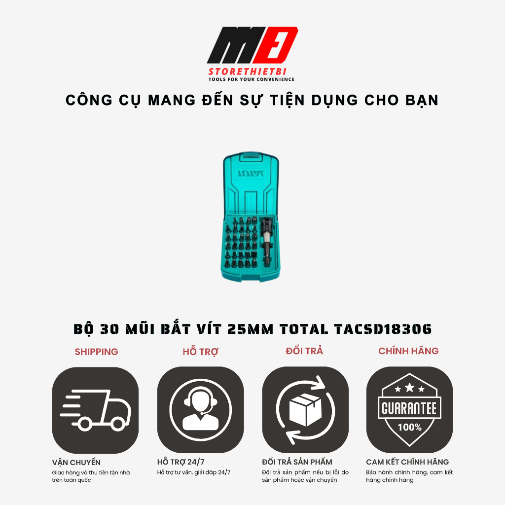Bộ 30 mũi bắt vít 25mm và Bộ 45 mũi siết vít TOTAL - TACSD10306-TACSD18306-TACSDL24502-TACSDL24501