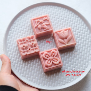 Khuôn trung thu vuông 4 mặt thỏ & hoa 50gr