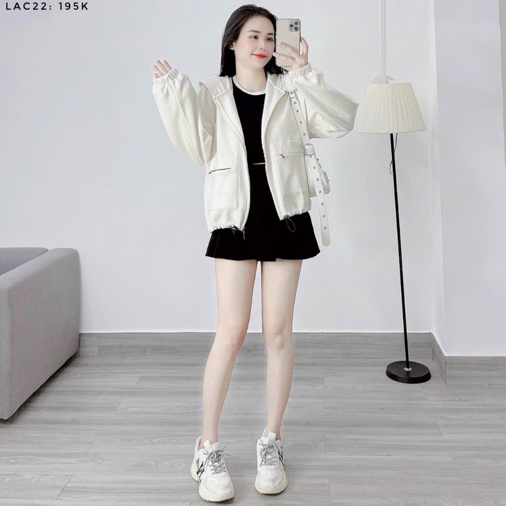 Áo Khoác Nỉ Trơn Túi Hộp Khóa Có Dây Kéo Tiện Lợi_From Rộng Nón Bự Che Nắng giữ Ấm Đông Hè Cực Tốt_KP