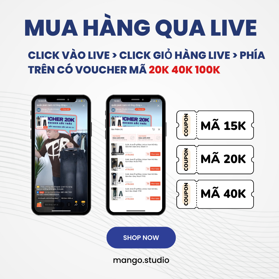 Quần Jean Ống Rộng Unisex Nam Nữ Màu Xanh LIMITED WASH TF12