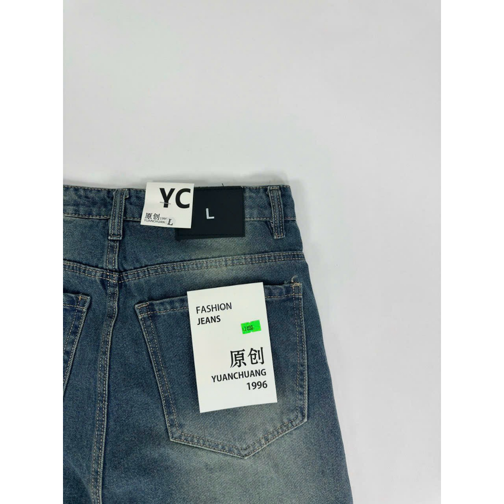 Quần Jean Ống Rộng Unisex Nam Nữ Màu Xanh Blue Wash V3