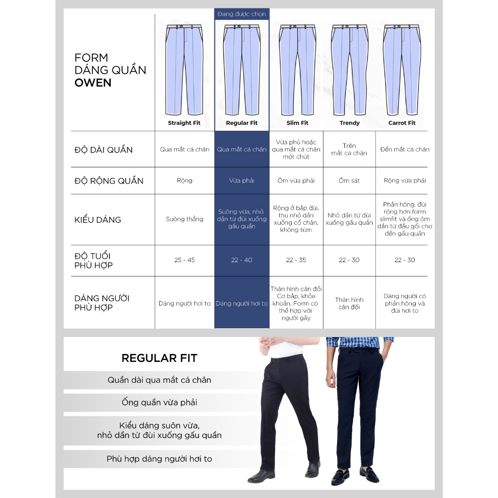 OWEN - Quần tây Nam Owen dáng Regular Fit màu Đen chất liệu Polyester/Bamboo - QR221236