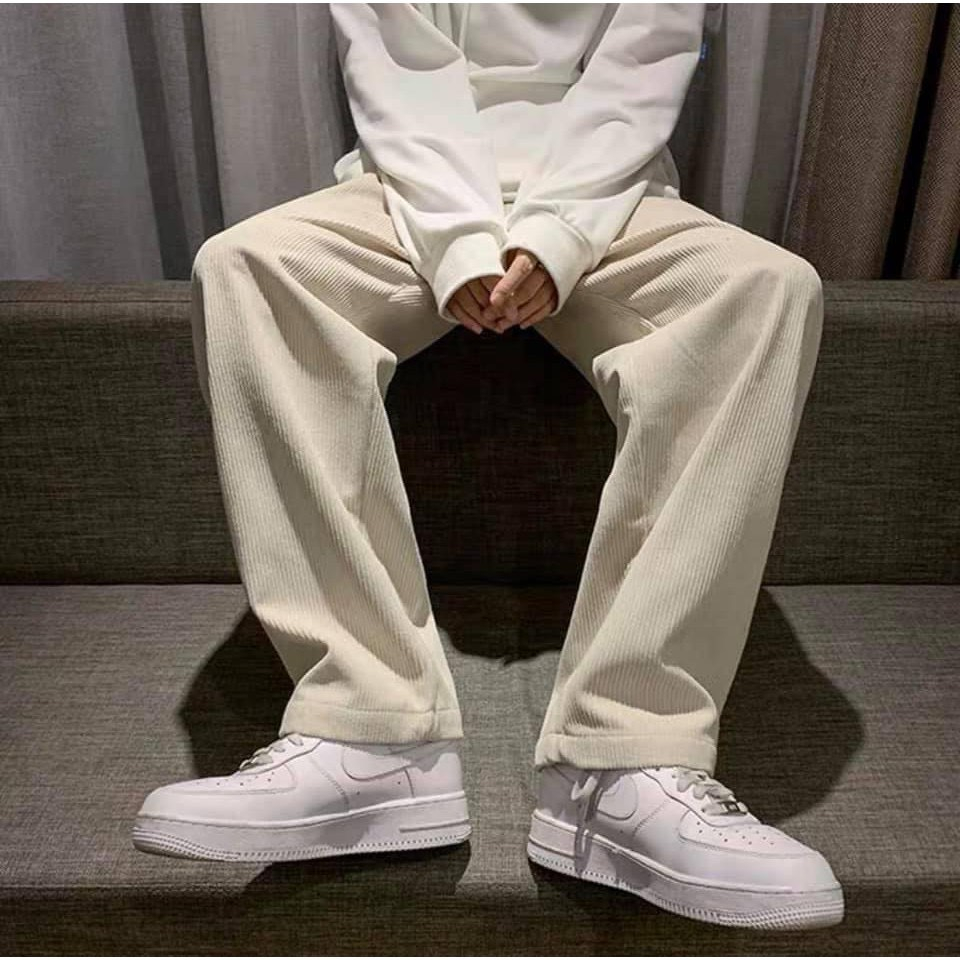 Quần Baggy Ống Rộng Suông Free Size chất Nhung Tăm Nam Nữ Unisex Thời Trang chính hãng Sogeum