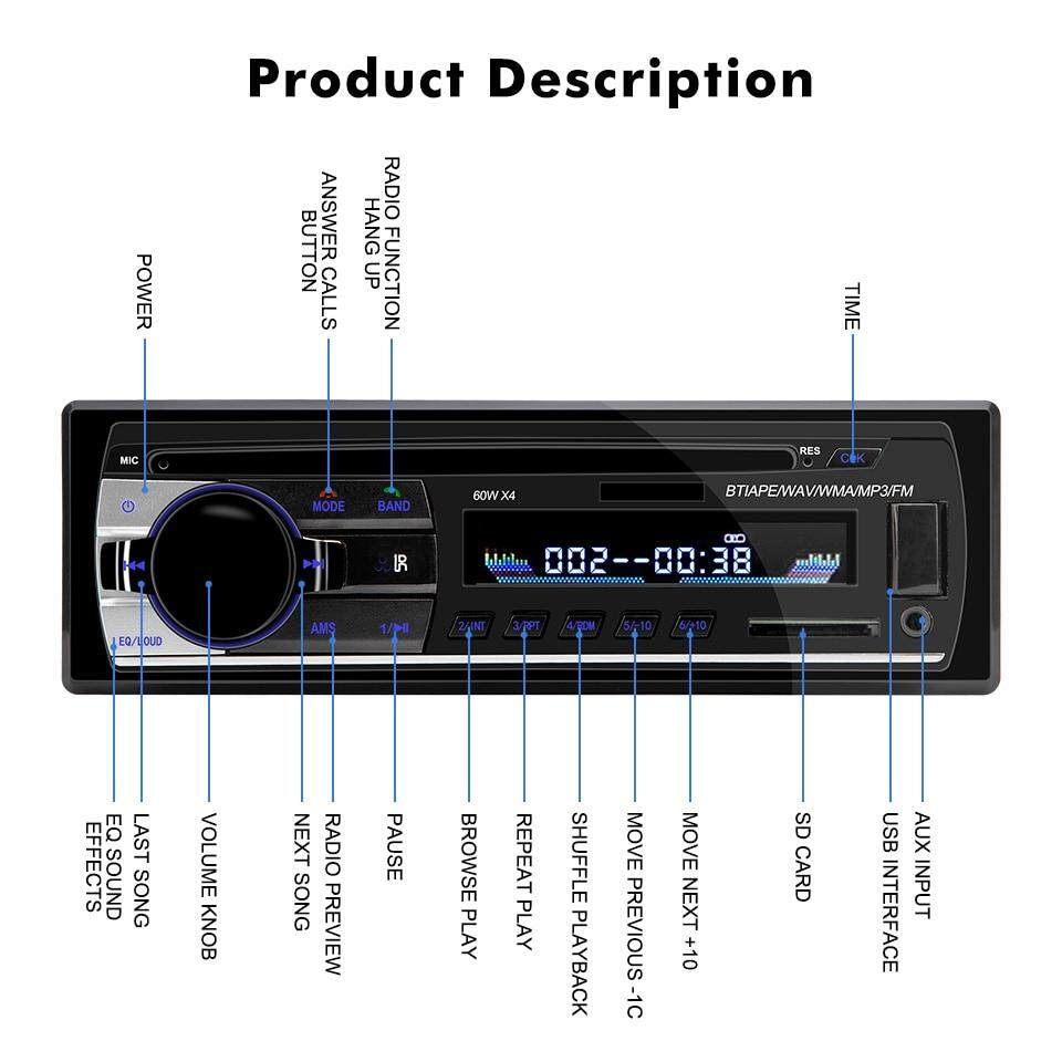 Bộ đầu nghe đài radio, bộ máy phát MP3/USB/SD/AUX/FM Bluetooth 12-24V dành cho xe ô tô, xe bán tải