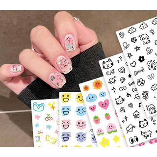 Sticker dán móng 3D nail chủ đề hoạt hình cute, hình dán móng tay dễ thương đơn giản