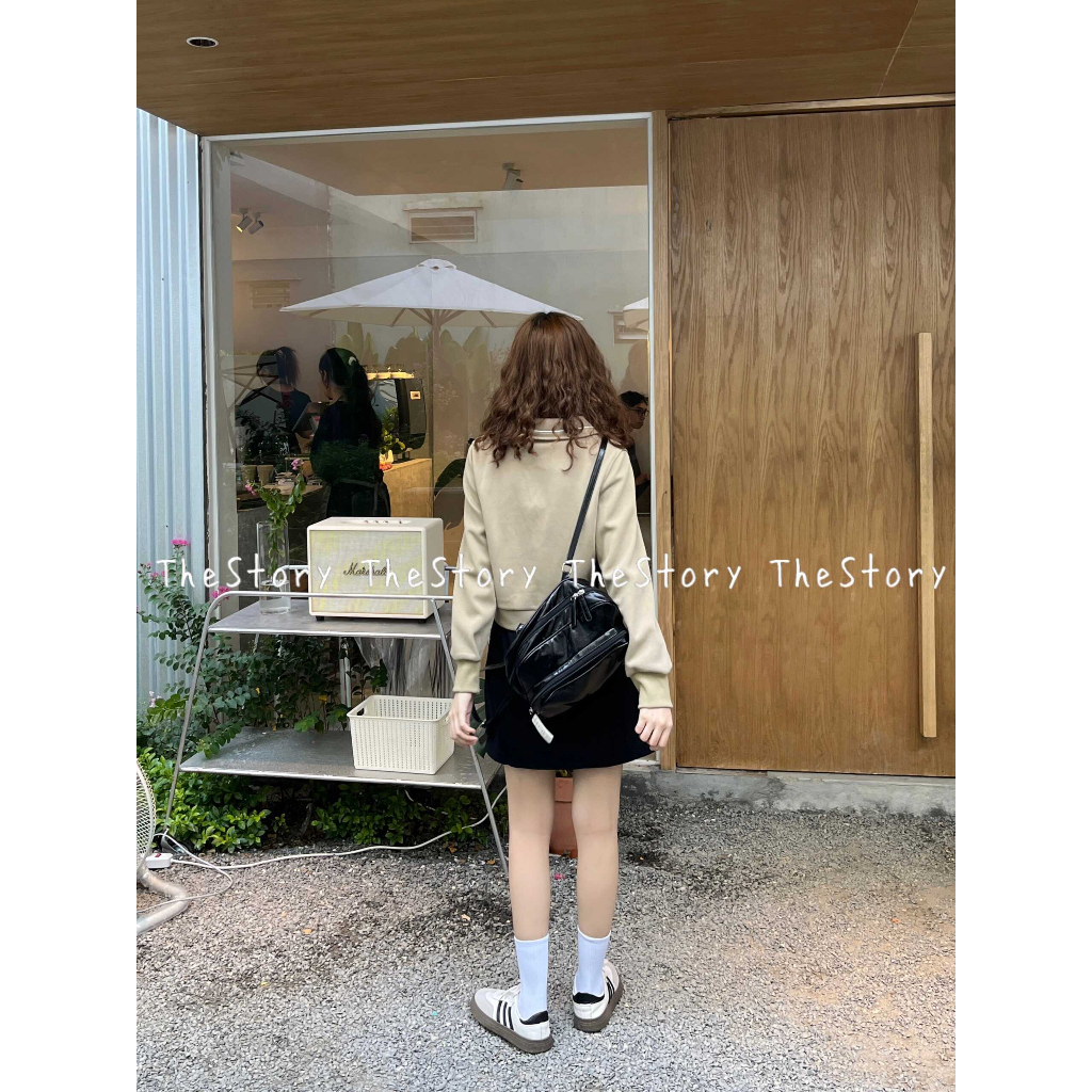 Áo polo sweater zip có hình gấu  A3198