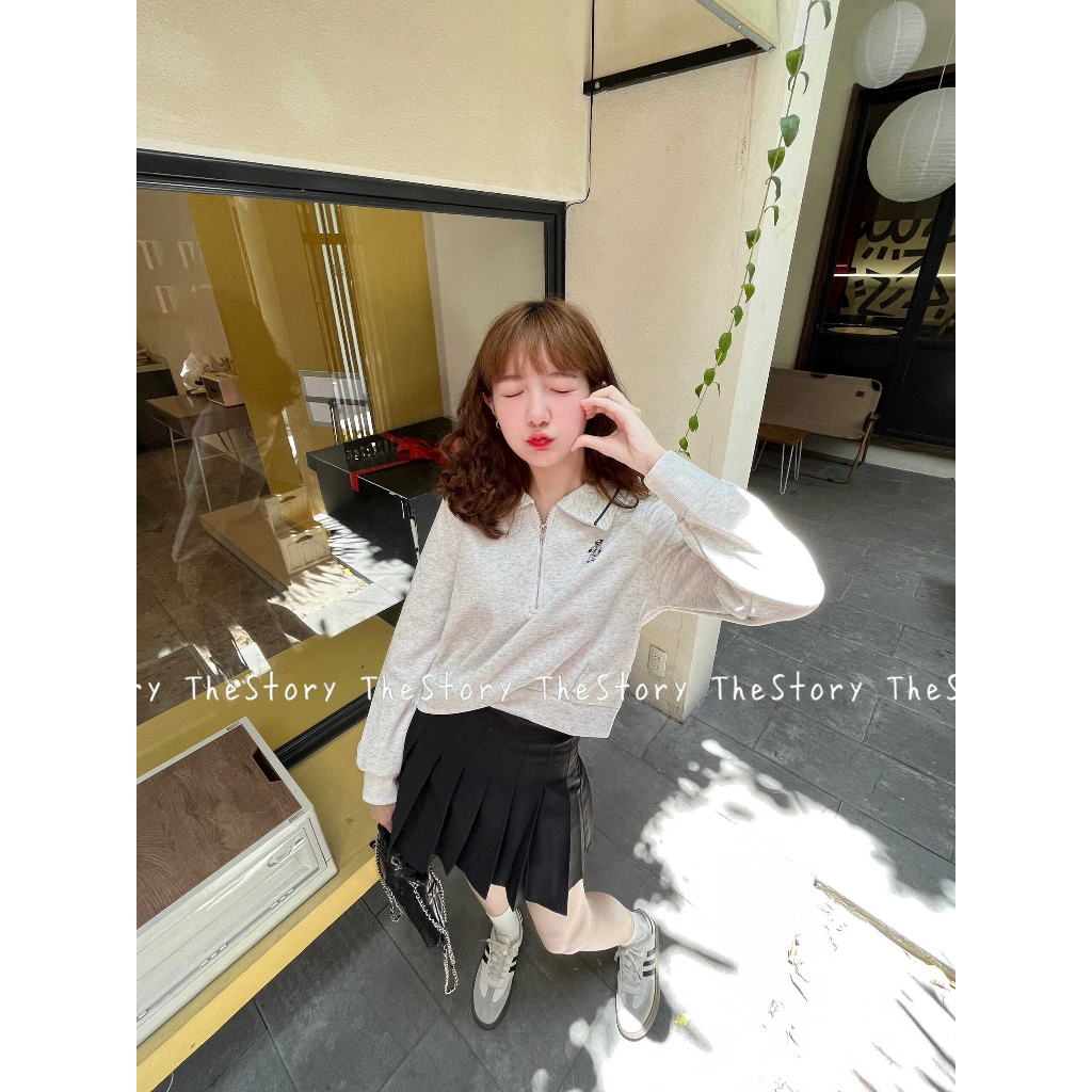 Áo polo sweater zip có hình gấu  A3198