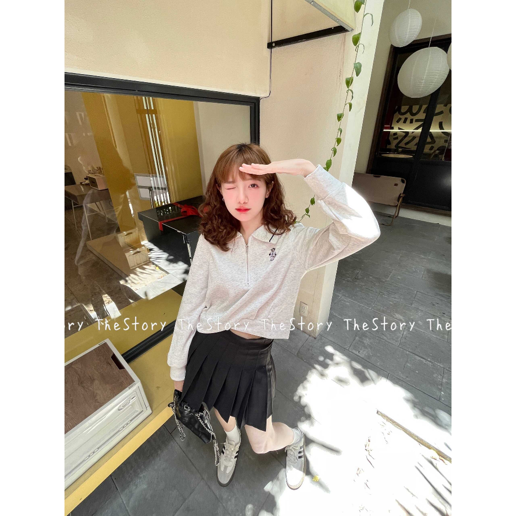 Áo polo sweater zip có hình gấu  A3198