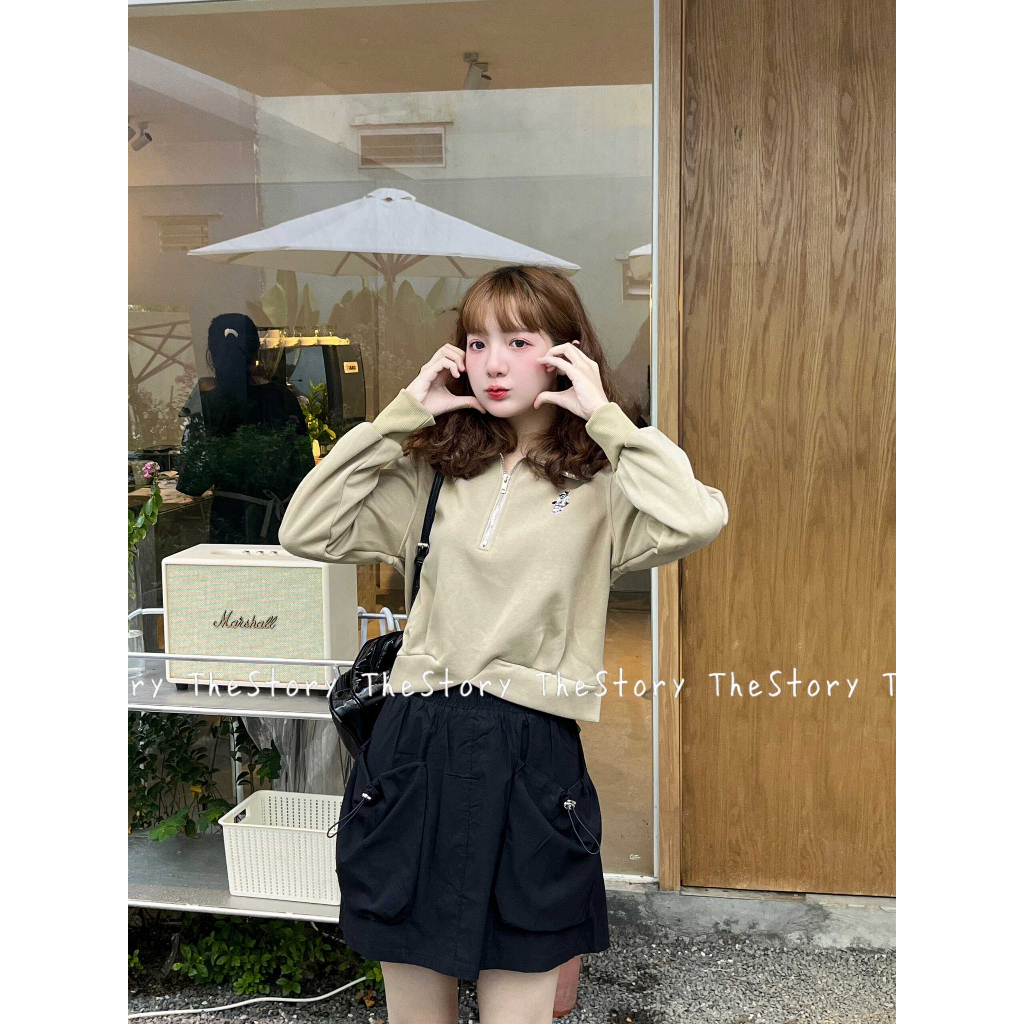 Áo polo sweater zip có hình gấu  A3198