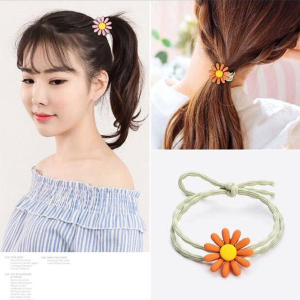 Dây buộc tóc nhiều màu đính hoa cúc thời trang