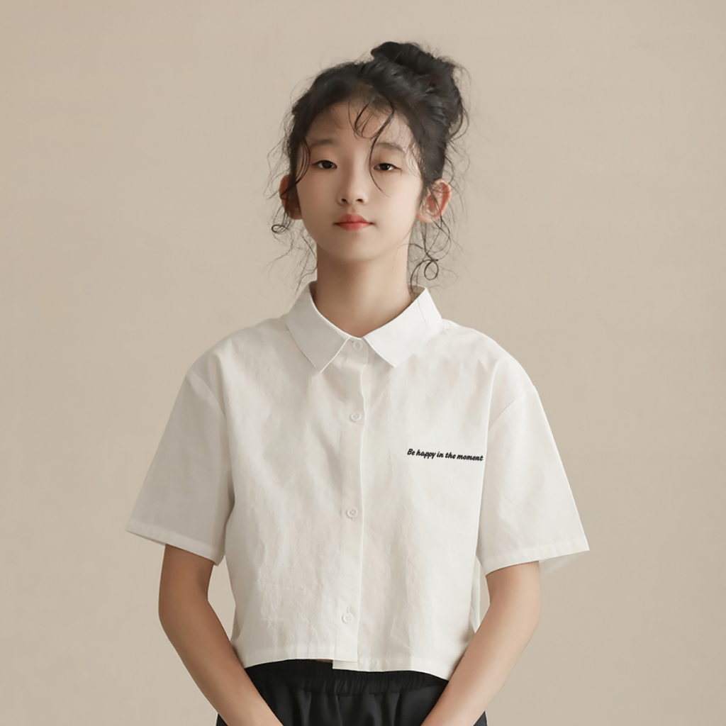 Set Đồ Thời Trang Bé Gái TiTiKids Áo Sơ Mi Trắng Quần Đen Phong Cách Nhật Bản S257